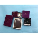 Boxed Asprey silver picture frame, purse and a leather picture frame