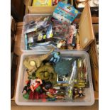 Two trays of vintage toys including Star Wars, He-Man etc.