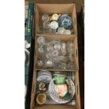 Three boxes of glass ware and china