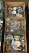 Three boxes of glass ware and china