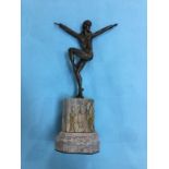 A modern bronze figure of a ballerina on a marble plinth, 35cm high