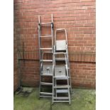 Five sets of aluminium step ladders