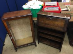 Walnut china cabinet and an Oak Bureau