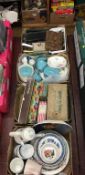 Four boxes of assorted including china and cutlery