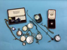 Collection of pocket watches, Alberts and fobs