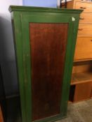 Green painted pine wardrobe