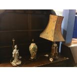 Three various table lamps