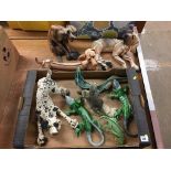Collection of figures of dogs and lizards etc.
