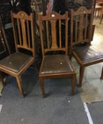 Three oak chairs