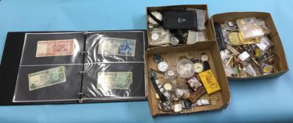 Quantity of watch parts, collection of bank notes etc.