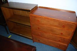 Oak chest of drawers and a bookcase
