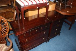 Two Stag chest of drawers and a stool