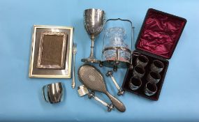 Box of assorted including silver plate knife rests etc.