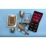 Box of assorted including silver plate knife rests etc.