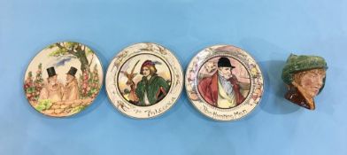 Three Doulton series ware plates and a 'Arriet' character jug
