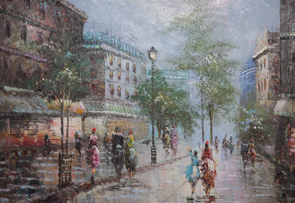 Burnett, oil, signed, 'Parisian Street Scene', 50 x 60cm. Contactless collection is strictly by - Image 4 of 4