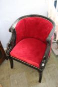 A black painted Egyptian style tub chair. Contactless collection is strictly by appointment on