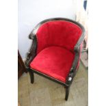 A black painted Egyptian style tub chair. Contactless collection is strictly by appointment on