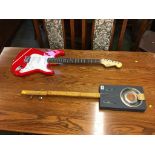 Mr Tees Blues box guitar and a Squier Stratocaster. Contactless collection is strictly by