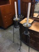 Pair of metalwork candle stands. Contactless collection is strictly by appointment on Thursday,