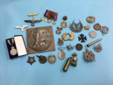 Death plaque to John Brown Adams, assorted cap badges etc. Contactless collection is strictly by
