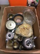 Assorted silver plate, Royal Doulton planter etc. Contactless collection is strictly by