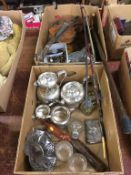 Assorted silver plate, a violin, telescope signed Lennie etc. Contactless collection is strictly