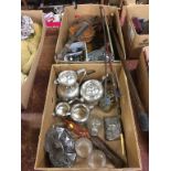 Assorted silver plate, a violin, telescope signed Lennie etc. Contactless collection is strictly