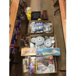 Three boxes assorted games, dinner china etc. Contactless collection is strictly by appointment on