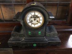 Victorian slate eight day mantel clock, 49 wide x 38cm height. Contactless collection is strictly by