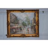 Burnett, oil, signed, 'Parisian Street Scene', 50 x 60cm. Contactless collection is strictly by