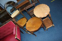 Cheval mirror, barley twist table and a walnut occasional table. Contactless collection is