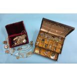 Two jewellery boxes and a quantity of costume jewellery. Contactless collection is strictly by