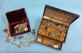 Two jewellery boxes and a quantity of costume jewellery. Contactless collection is strictly by