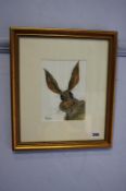 Dawn Barker, watercolour, signed, 'Brown Hare', 19 x 14cm. Contactless collection is strictly by