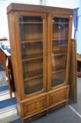 Tall oak two door display cabinet, 100cm wide x 190cm height x 31cm deep. Contactless collection