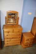 Pine chest of drawers, bedside drawers and mirror. Contactless collection is strictly by appointment
