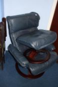 Grey swivel chair and footstool. Contactless collection is strictly by appointment on Thursday,