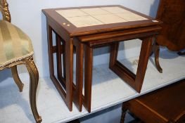 Teak tiled nest of tables. Contactless collection is strictly by appointment on Thursday, Friday and