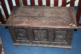 Oak carved blanket box. Contactless collection is strictly by appointment on Thursday, Friday and