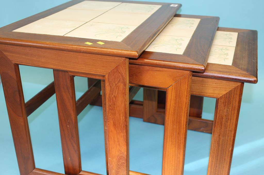 Teak tiled nest of tables. Contactless collection is strictly by appointment on Thursday, Friday and - Image 3 of 7