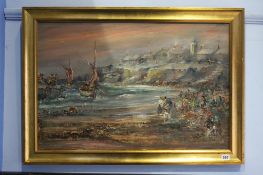 F. Burke, oil, signed, dated **94, 'Cullercoats Bay', 49 x 76cm. Contactless collection is