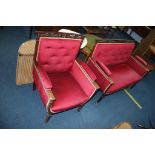 An Edwardian mahogany two seater settee and armchair. Contactless collection is strictly by