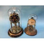 Two Anniversary clocks, under domes. Contactless collection is strictly by appointment on