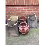 Four chimney pots and a terracotta planter. Contactless collection is strictly by appointment on