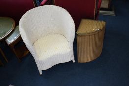 Gold Lloyd Loom linen box and a white painted chair. Contactless collection is strictly by