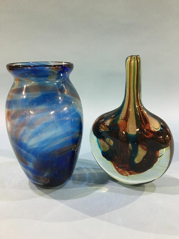 A Mdina cased glass vase and a Hartley Wood glass vase (2)