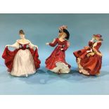 Three Royal Doulton figures, 'Sara', 'Patricia' and 'Top of the Hill'