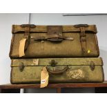 Two vintage canvas suitcases