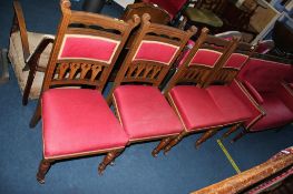 Set of four Edwardian oak chairs